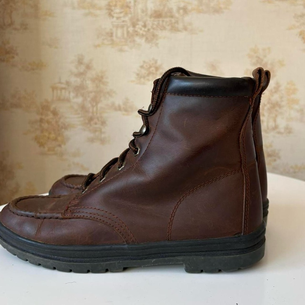 Vintage Oak Meadow brown leather moc toe outdoor lace up boots size 8M US - Picture 4 of 8